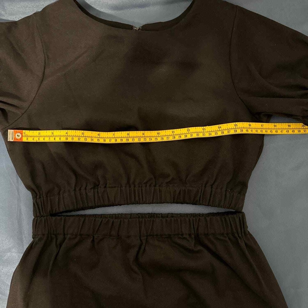 Line and Dot Black Two Piece Set‎ Crop Top and Midi Skirt Small LD4378B - Picture 10 of 15
